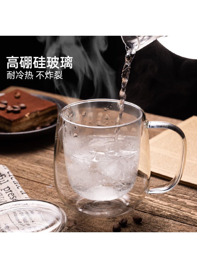 Weimingnuo Heat-resistant Double-layer Glass Coffee Mug With Handle, 300ml Transparent Tea Cup For Home And Office - Image 1