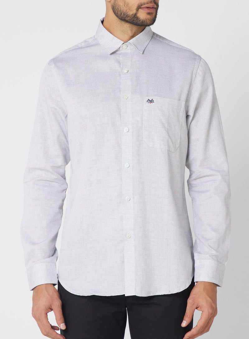 Classic Self Design Pure Cotton Slim Fit Formal Shirt