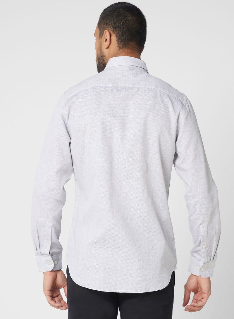 Classic Self Design Pure Cotton Slim Fit Formal Shirt