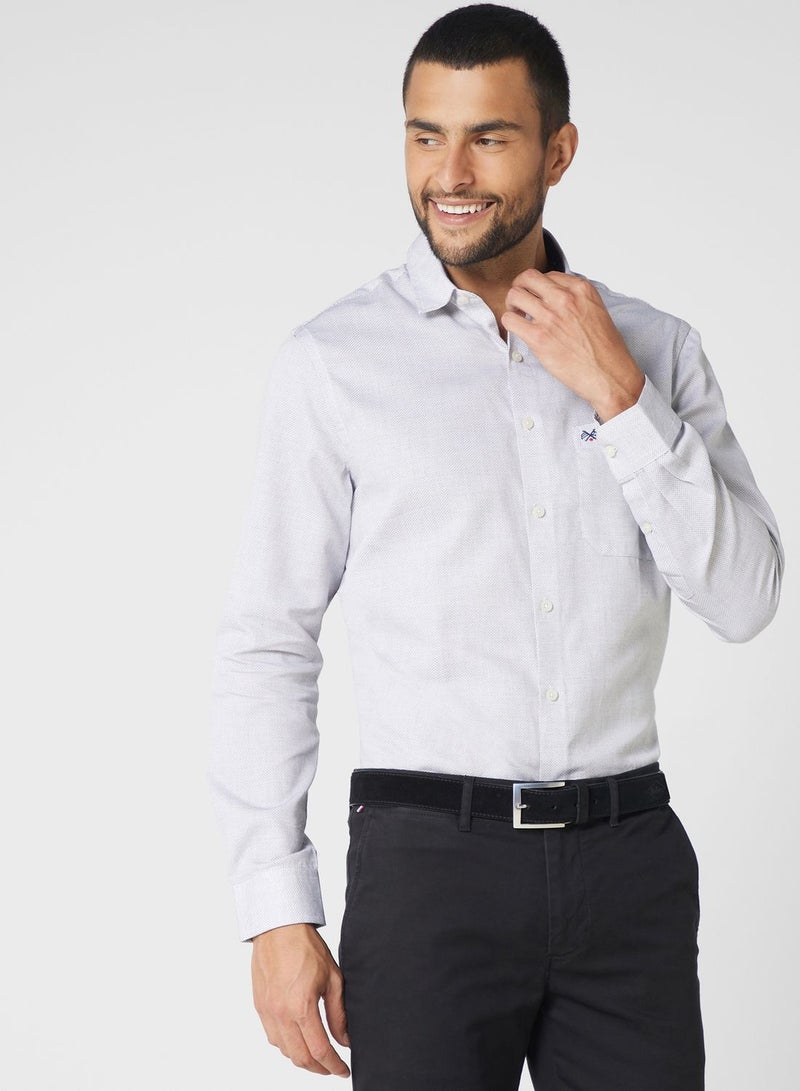 Classic Self Design Pure Cotton Slim Fit Formal Shirt