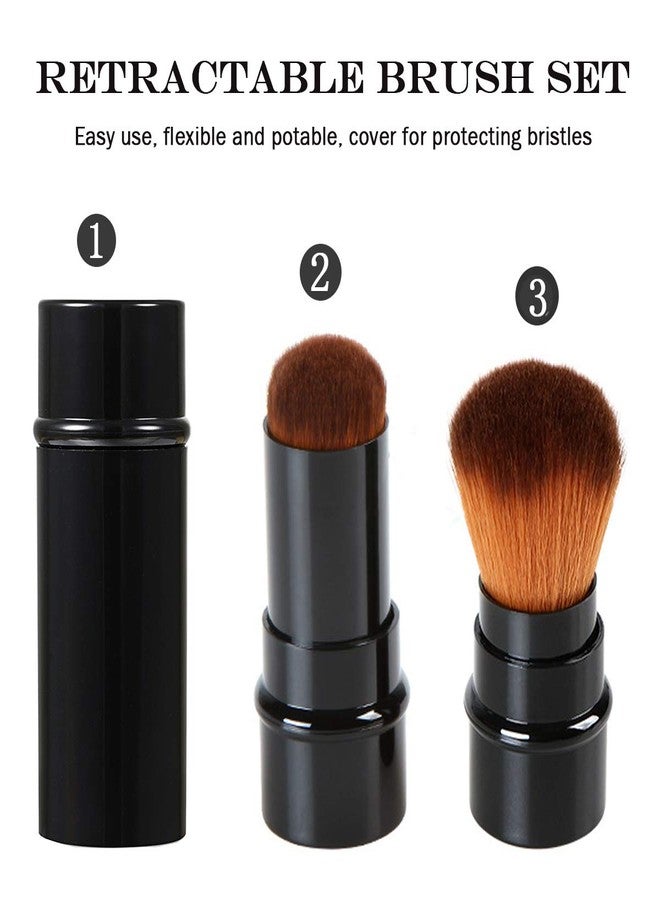 JewelryWe 3PCS Retractable Makeup Brushes, Powder Foundation Kabuki Brush Travel Face Blush Brush with Cover for Concealer, Highlighter, Powder Cosmetics - Image 5