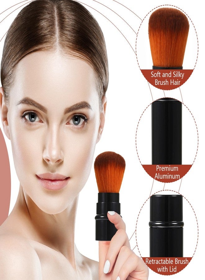 JewelryWe 3PCS Retractable Makeup Brushes, Powder Foundation Kabuki Brush Travel Face Blush Brush with Cover for Concealer, Highlighter, Powder Cosmetics - Image 4
