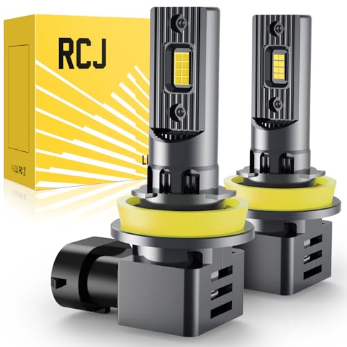 RCJ H11 LED Bulb, H8 H9 H16 Fog Bulbs 100W 30000LM Super Bright with Cooling Fan, Cool White Fog Lights, Plug and Play, Pack of 2 - Image 1