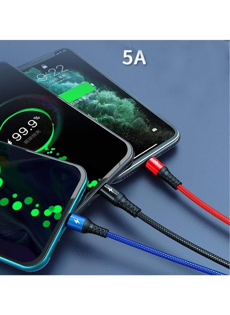 Generic - 3 in 1 Cable, Multiple Charger Cord, Rumanle 1.2m/3.9FT with USB Type C/8-Pin/Micro USB Connector Compatible with iProducts, Android and Type C Smartphones and Tablets - Image 1