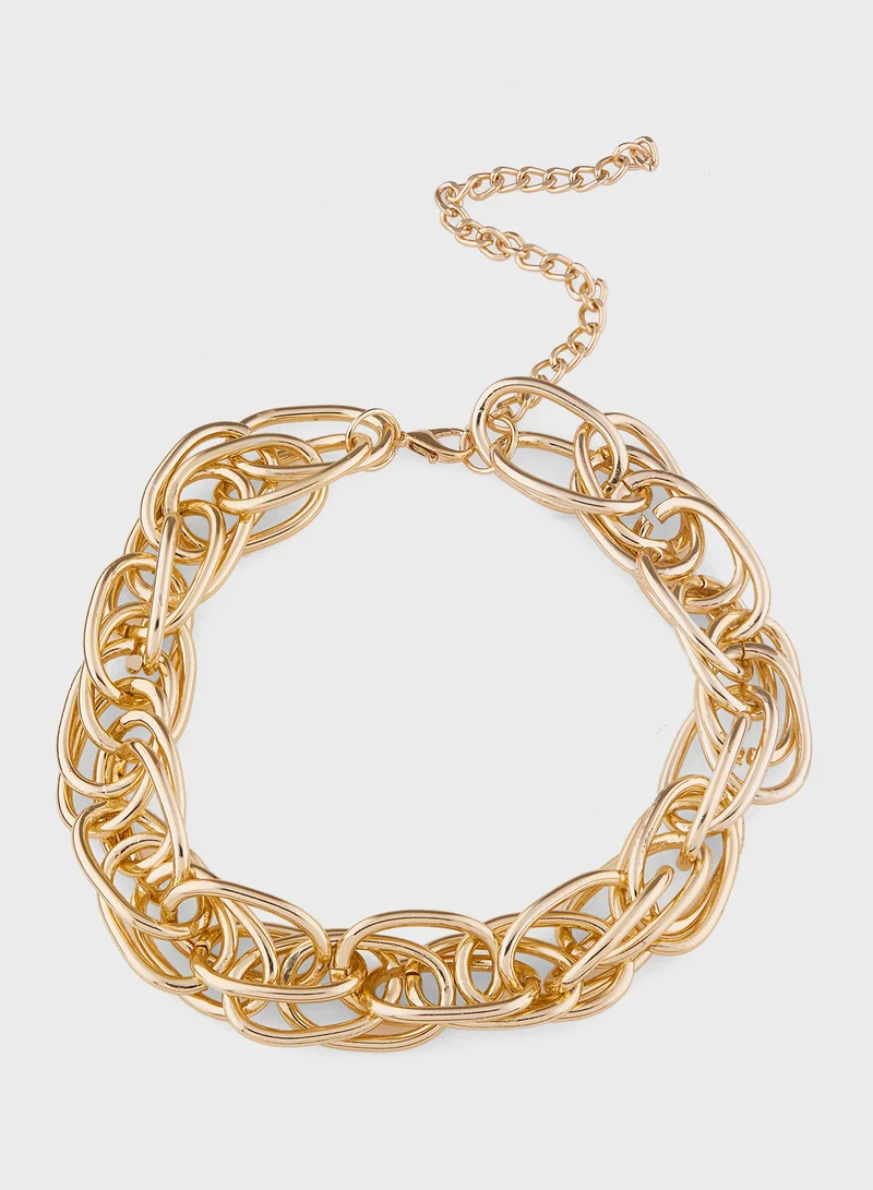 Ginger Chunky Chain Choker Necklace