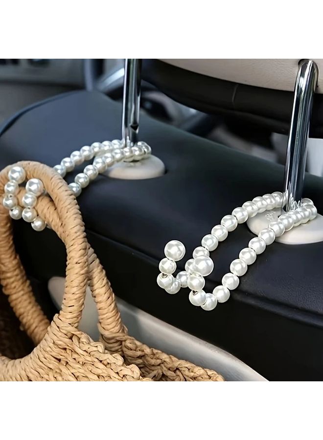 2 Car Hook Multi-Functional Creative Rear Seat Back Hooks Stainless Steel White - Image 1