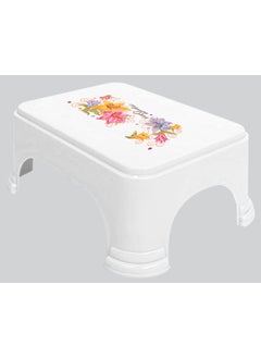 Kuber Industries Heart Home Printed 3 Pieces Plastic Bucket, Mug & Stool Set (White)  - Image 3