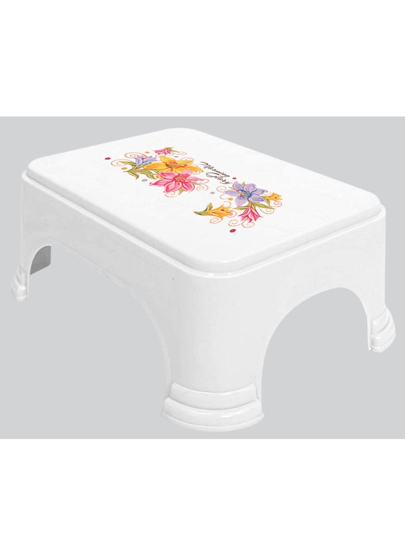 Kuber Industries Heart Home Printed 3 Pieces Plastic Bucket, Mug & Stool Set (White)  - Image 3