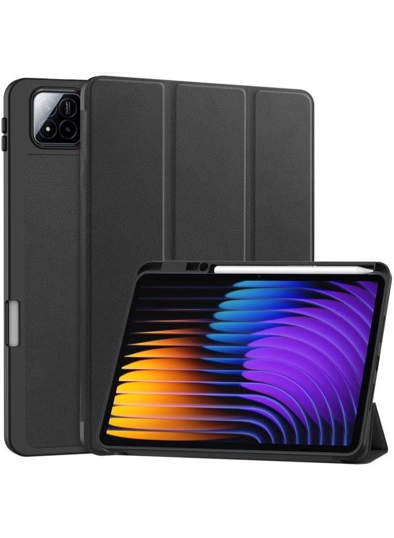 جراب متوافق مع جهاز Xiaomi Pad 8 / Pad 8 Pro 11.2، غطاء قلاب ثلاثي الطيات من الجلد الصناعي PU رفيع مع ظهر من مادة TPU ناعمة، غطاء مقاوم للصدمات لجهاز Xiaomi Pad 8 / Xiaomi Pad 8 Pro - Image 1