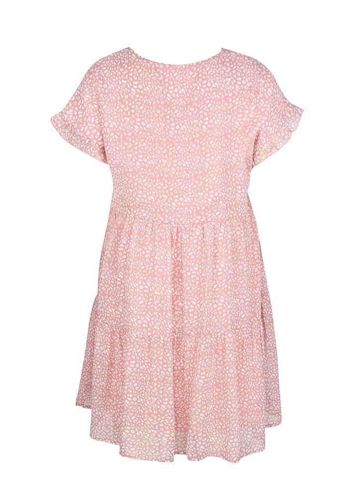 Loquat Loose Print New Dress Flowing A - Line Skirt Pink  - Image 2
