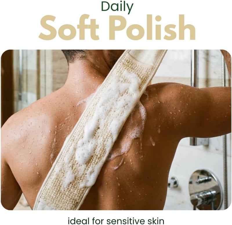 Glitters Exfoliating Back Scrubber Strap – Natural Bath Sponge with Dual Handles for Deep Cleansing - Image 5