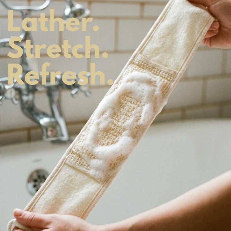 Glitters Exfoliating Back Scrubber Strap – Natural Bath Sponge with Dual Handles for Deep Cleansing - Image 3