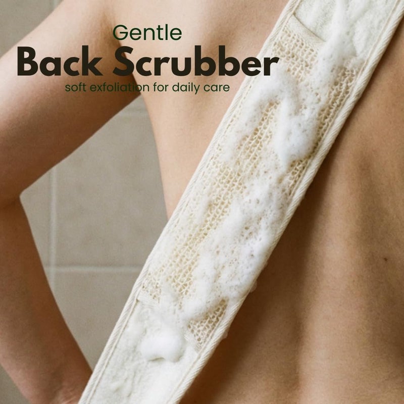 Glitters Exfoliating Back Scrubber Strap – Natural Bath Sponge with Dual Handles for Deep Cleansing - Image 2