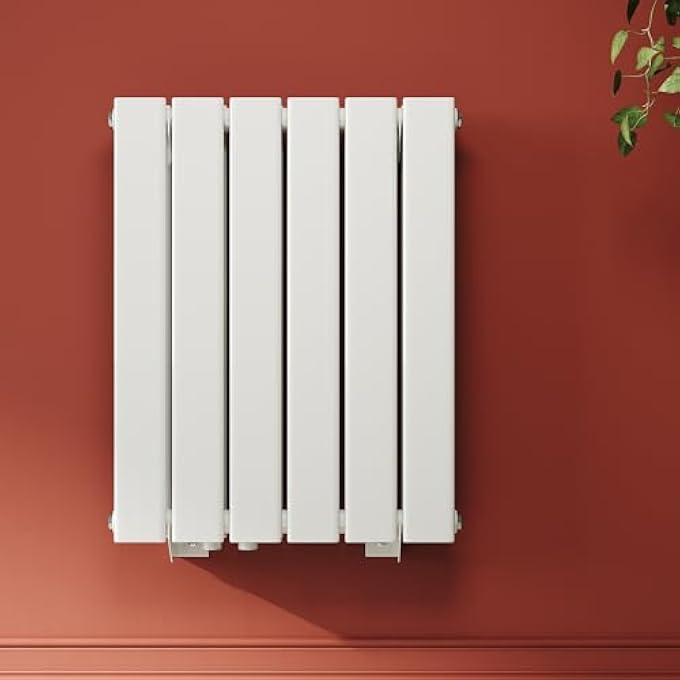 DESIGN RADIATOR 600 X 465 MM WHITE DOUBLE LAYER RADIATOR FLAT SMALL FOR BATHROOM VERTICAL BATHROOM RADIATOR FLAT PANEL RADIATOR FOR BATHROOM FLAT RADIATOR WITH SIDE CONNECTION - Image 1