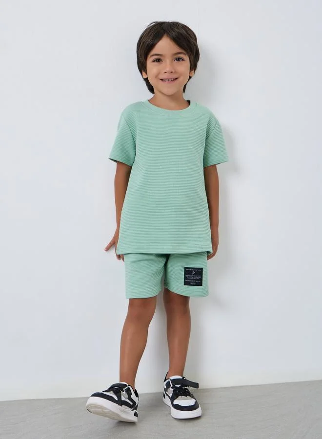 Styli Boys Green Cotton Knit T-Shirt and Shorts Set