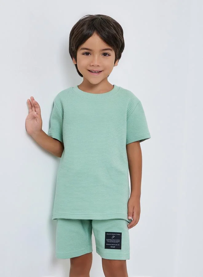 Styli Boys Green Cotton Knit T-Shirt and Shorts Set