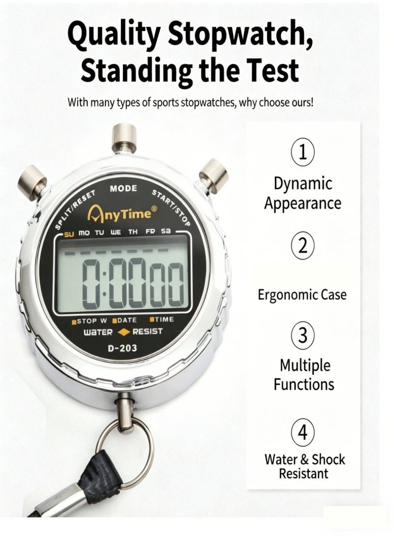 jaexest Stopwatch,1/100th Second Clock Daily Rainproof Digital Timer for Sports Match,Competition,Coach,Referee,Training,Timing - Image 1