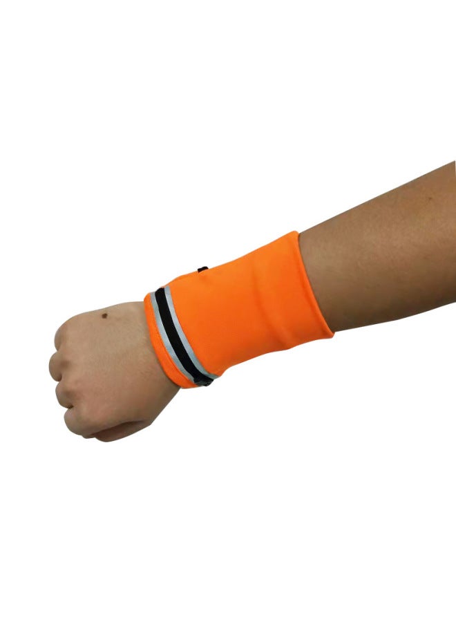 Generic Sports Running Wrist Bag Arm Belt Men And Women Running Mobile Phone Arm Bag Outdoor Storage Coin Purse Gift Arm Bag-Color:Reflective Orange-Capacity:Below 20L - Image 1