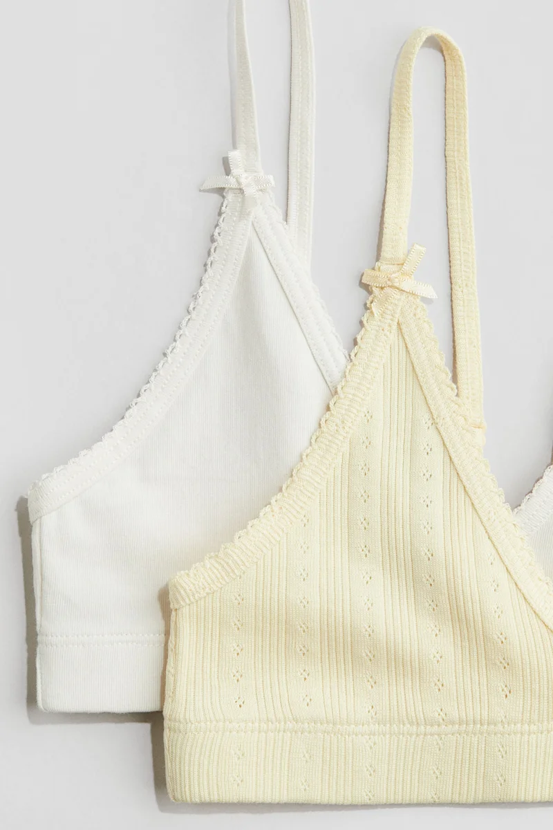 H&M 2-pack picot-trimmed crop tops