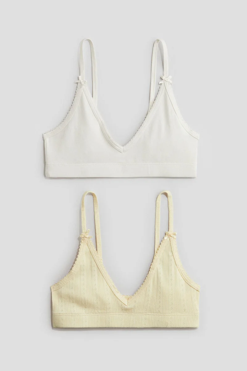 H&M 2-pack picot-trimmed crop tops