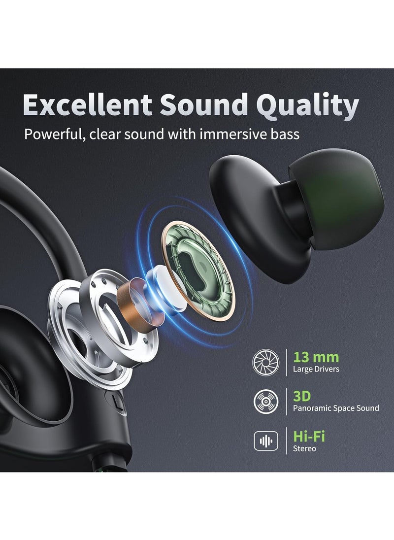 lekikpo Wireless Bluetooth 5.3 Wireless Headphones with 16Hrs Long Battery, Stereo IPX7 Waterproof in-Ear Earphones, Noise Cancelling Headphones for Running, Green  - Image 4