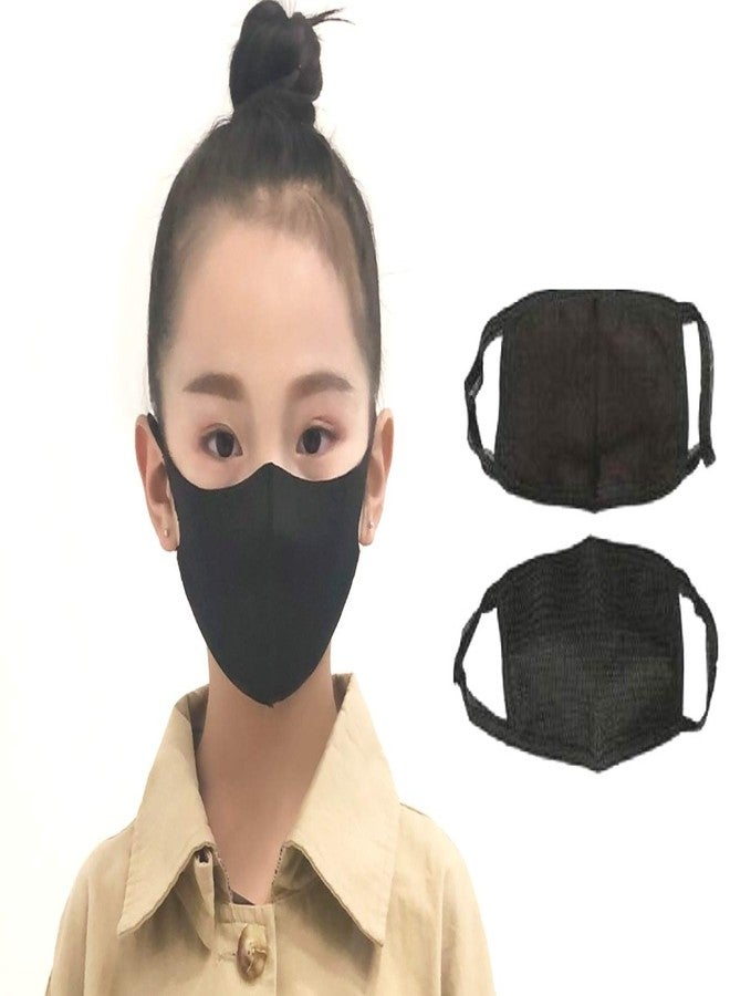 Infispace® Teenager's Washable & Reusable 3-Layered Protection Anti Pollution Black Cotton Face Mask for Dust & Allergy Protection (18-21 Years) (Pack of 2, Large) - Image 1