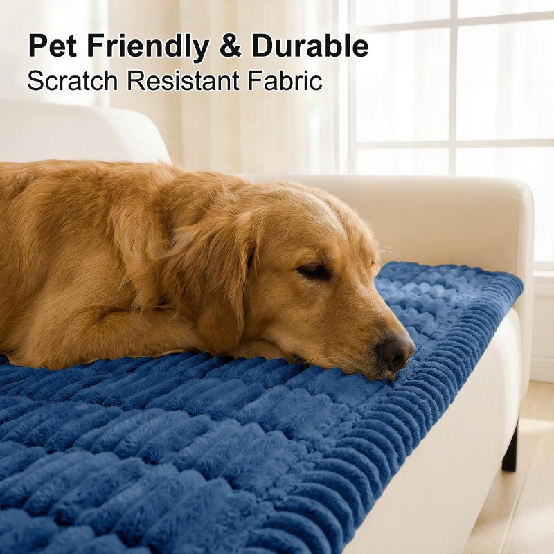 Smiry Couch Cover for Dogs Washable, Non Slip Fuzzy Pet Couch Covers for 3 Cushion Sofa Pet Friendly, Thick Soft Sofa Slipcovers Cushion Protector (Navy Blue, 27.6" x 70.9") - Image 3