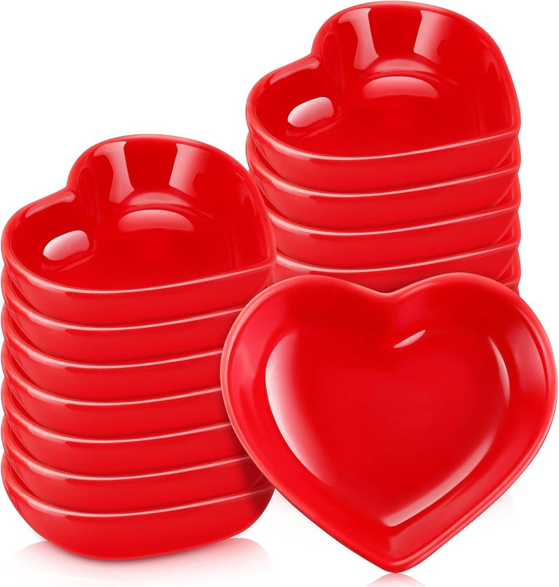 Zopeal 16 Pcs Mothers Day Gifts for Mom Heart Shaped Candy Dishes Ceramic Bowls Red Love Sauce Side Plate Dish Multipurpose Serving Plates Candy Sushi Dipping Seasoning Bowl for Birthday Party - Image 1
