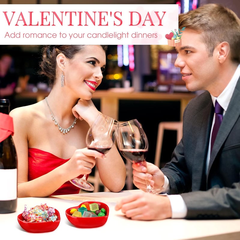 Zopeal 16 Pcs Mothers Day Gifts for Mom Heart Shaped Candy Dishes Ceramic Bowls Red Love Sauce Side Plate Dish Multipurpose Serving Plates Candy Sushi Dipping Seasoning Bowl for Birthday Party - Image 5