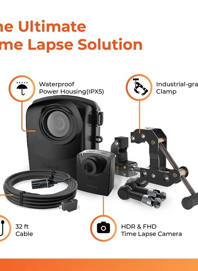 Brinno BCC2000 Plus Construction Camera Bundle | Includes: Full HD TLC2000 Time Lapse Camera, 32-ft Extender for Laptop/Tablet, Clamp Mount & Waterproof Case | 1-Year Battery - Image 2