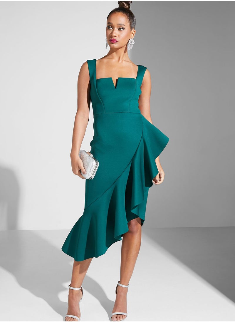Goddiva - Waterfall Trine Square Neck Dress - Image 1