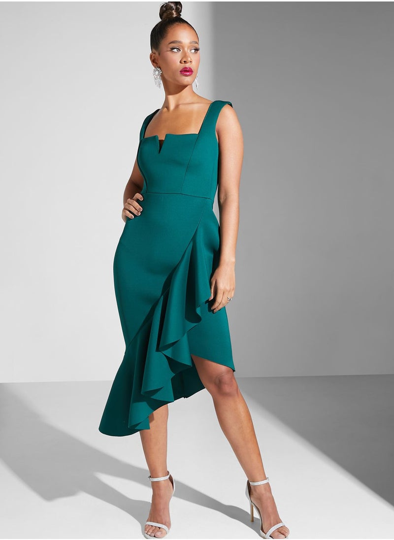 Goddiva - Waterfall Trine Square Neck Dress - Image 1
