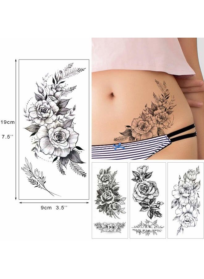 Glaryyears - Glaryyears Flower Temporary Tattoos for Women, 11-Pack Henna Design Variety Pack Fake Tattoos, Long-lasting Rose Floral Realistic Tattoos for Arm Shoulder Chest Body Wrist - Image 1
