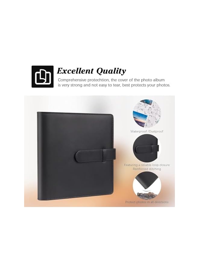 The Bros Photo Albums, Waterproof Large Capacity DIY Albums with Clips, Leather Photocard Holder Book, Simple Design 256 Pockets Photo Album for Family Photos and Wedding Photos Storage - Image 2