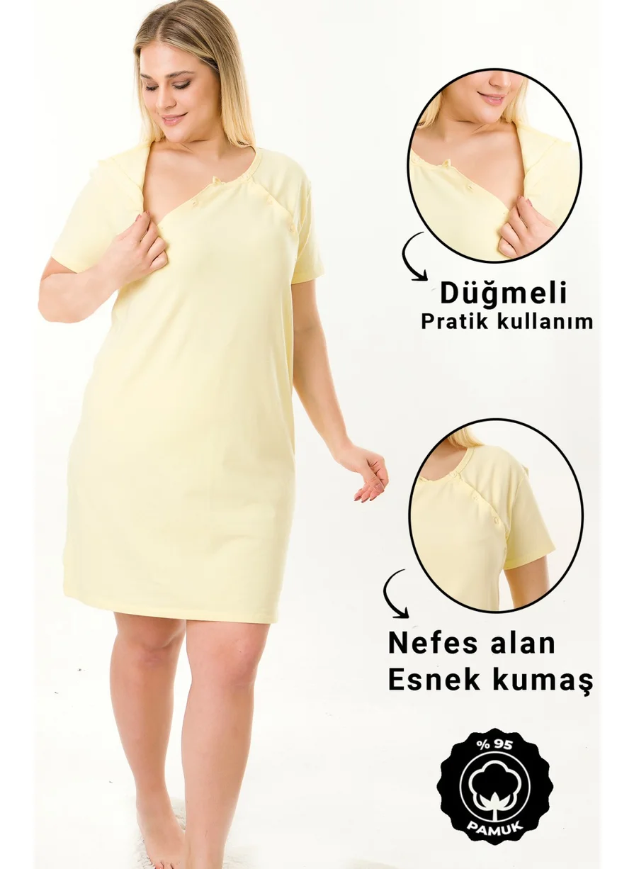 Parlingerie Maternity Nursing Nightgown Short Sleeve Yellow