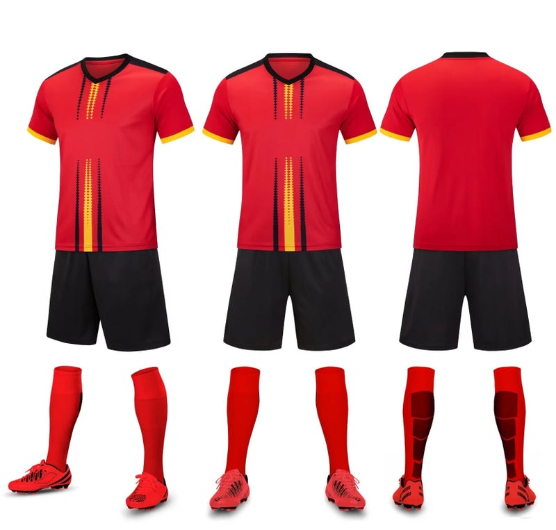 Generic Youth Soccer Team Jerseys Short-Sleeve Kits ADG-603 red