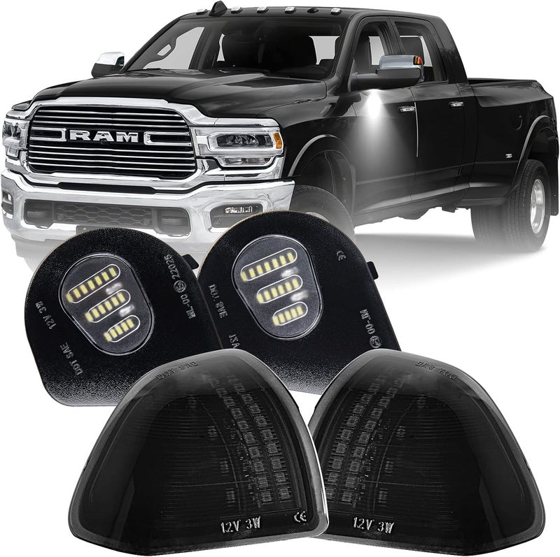 Gempro LED Side Mirror Turn Signals Puddle Lights Kits Assembly for 2010-2018 Dodge Ram 1500 2500 3500 4500 5500 Towing Mirror Lamps 4PCS - Image 1