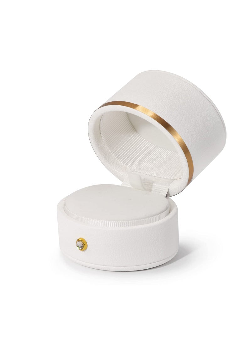 KASTWAVE KASTWAVE Leather Ring Box Engagement Proposal Wedding Ring Gift Box Multifunctional Jewelry Boxes Earring Necklace Gift Box (White)  - Image 1