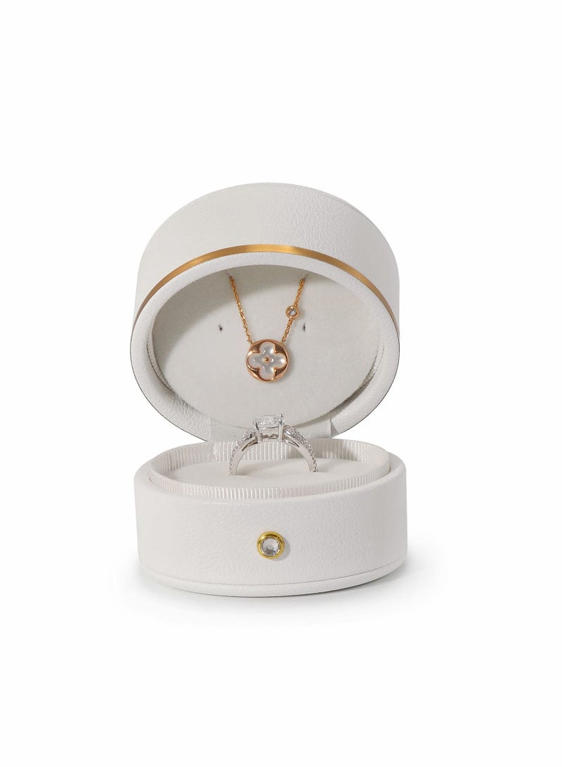 KASTWAVE KASTWAVE Leather Ring Box Engagement Proposal Wedding Ring Gift Box Multifunctional Jewelry Boxes Earring Necklace Gift Box (White)  - Image 2