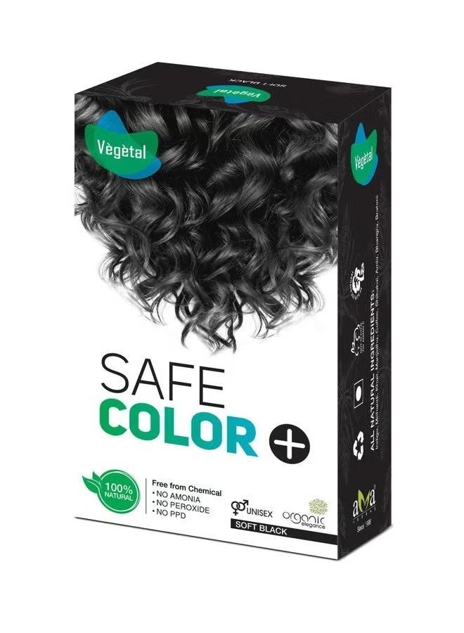 Vegetal Safe Hair Color ,Soft Black 100gm, Certified Organic for Men & Women - Image 1