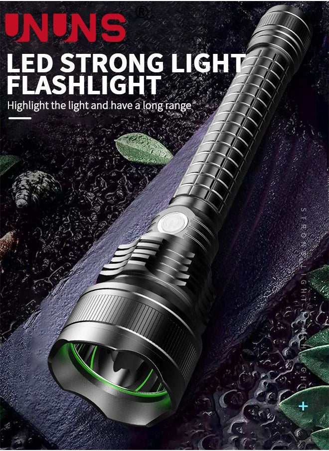 UNUNS Rechargeable LED Handheld Flashlights,USB Powerful Handheld Uplighting,50000 Lumens Flashlights,5 Modes Lighting,Tactical Flash Light,Waterproof Lamp For Camping Hiking Biking Outdoor Activity  - Image 2