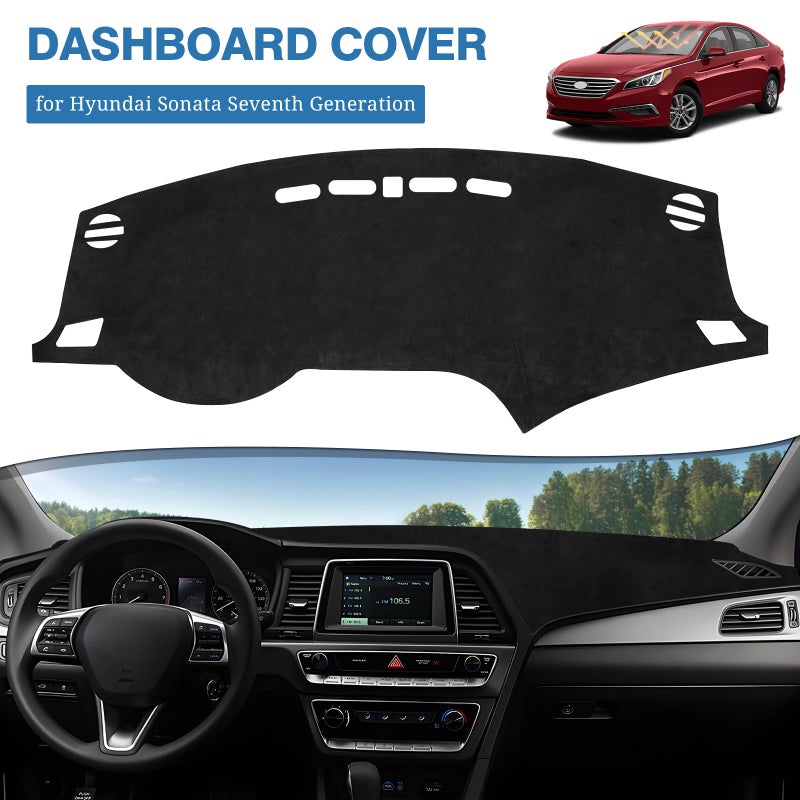 FIILINES Dashboard Cover Custom Fit for Hyundai Sonata 2015 2016 2017 2018 2019 Sonata Accessories Suede Dash Cover Mat Sunshade Anti-Slip Pad Carpet Protector - Image 2
