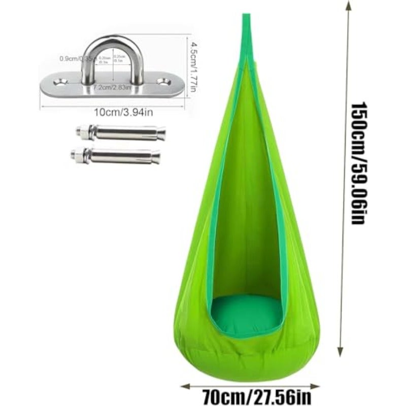 Pod Swing Seat Child Hammock Swing Chair Sensory Swing for Indoor and Outdoor Use with Air Cushion Green - Image 3