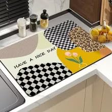 Suicune Dish Drying Mat for Kitchen Counter Heat Resistant Drainer Mats with NonSlip Rubber Backed Hide Stain Kitchen Super Absorbent Draining Mat Easy to Clean Dish Rack Pad 30 x 40 cm - Image 1