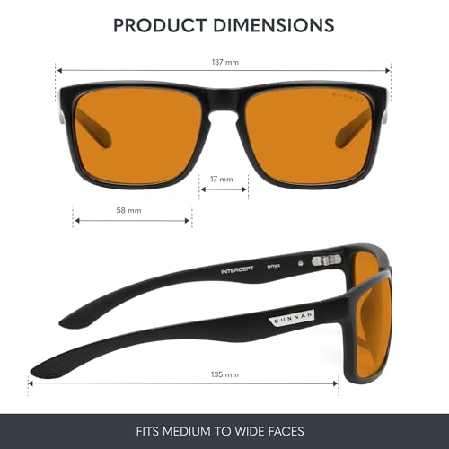 GUNNAR Gaming Glasses Intercept Onyx Amber Max Lens Blue Light Blocking Relieve Dry Eye - Image 3