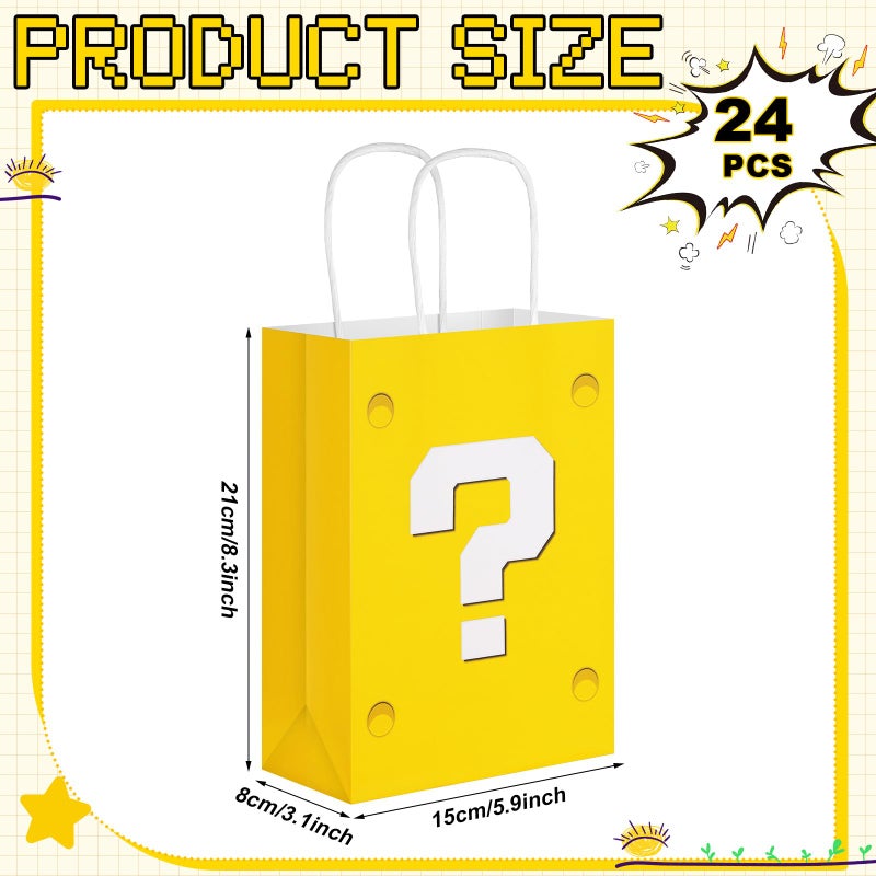 Joottuan 24 Pcs Yellow Party Gift Bags Video Game Themed Goodie Bag Cartoon Paper Candy Bags for Birthday Party Decorations Supplies - Image 2