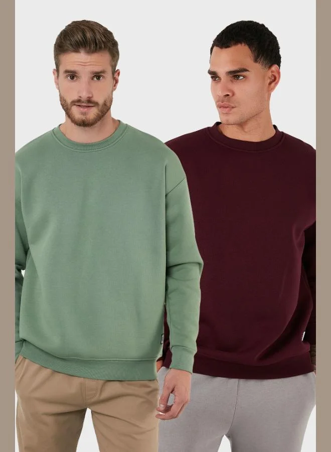 بوراتي بلوزة رجالي قطعتين بياقة دائرية مبطنة بالصوف من بوراتي