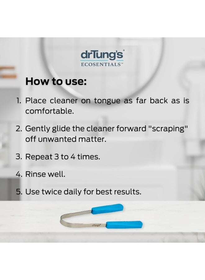 drTung's DrTungs Stainless Tongue Scraper Tongue Cleaner for Adults Kids Helps Freshens Breath Easy to Use Comfort Grip Handle Comes with Travel Case Stainless Steel Tongue Scrapers 1 Pack - Image 5