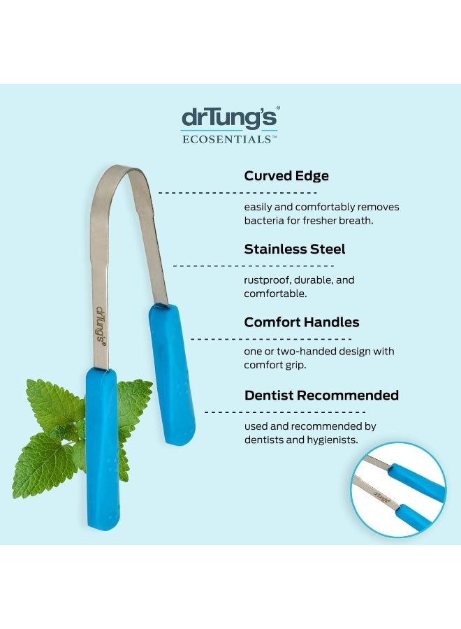 drTung's DrTungs Stainless Tongue Scraper Tongue Cleaner for Adults Kids Helps Freshens Breath Easy to Use Comfort Grip Handle Comes with Travel Case Stainless Steel Tongue Scrapers 1 Pack - Image 3