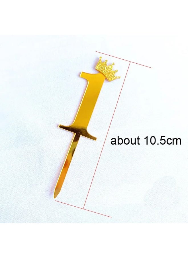 We Happy 1st Birthday Cake Topper Sparkling Gold Acrylic 1 Number Prop for Photoshoots and Parties  - Image 5